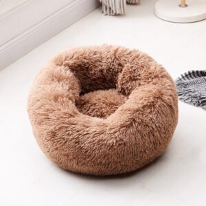 Round Fluffy Pet Donut Bed – Plush Orthopedic Dog & Cat Bed