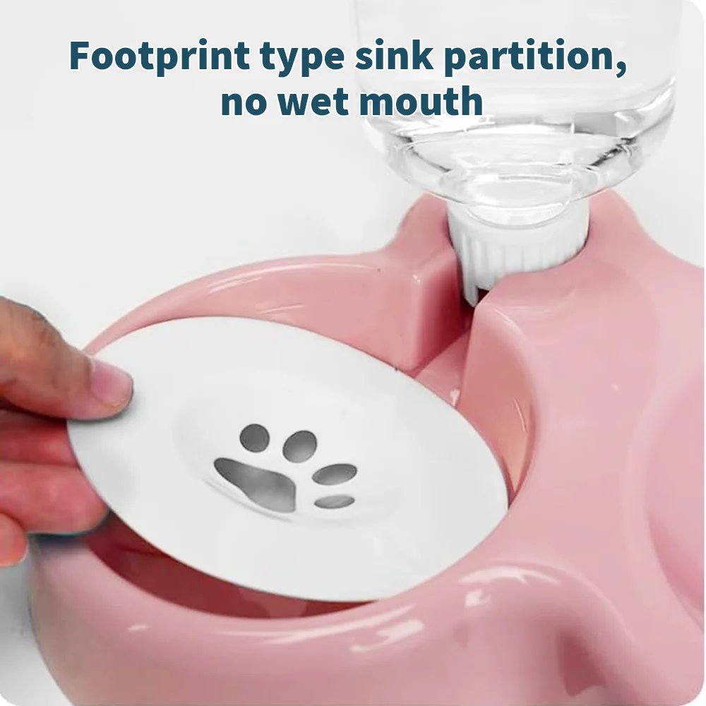 [UK Stock] Pet Feeder Pet Dog Cat Food Bowl Automatic Feeder 2 in 1 Eating Drinking Water Container Anti Slip Double Feeding Bow