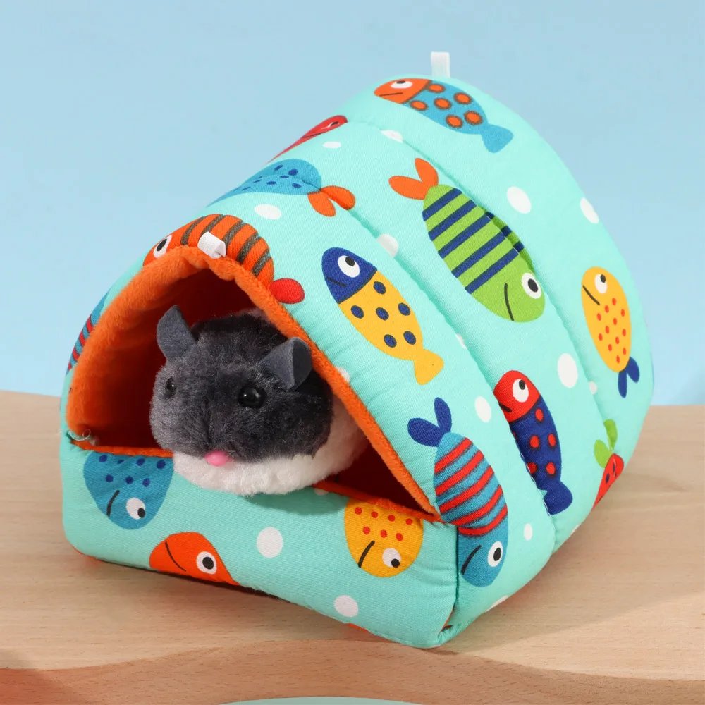 Cute Cartoon Rabbit Squirrel Mini Cage Guinea Pig Nest Small Animal Mice Rat Pet Sleeping Bed Hamster House Winter Warm Soft Mat