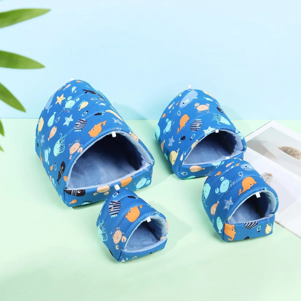 Cute Cartoon Rabbit Squirrel Mini Cage Guinea Pig Nest Small Animal Mice Rat Pet Sleeping Bed Hamster House Winter Warm Soft Mat