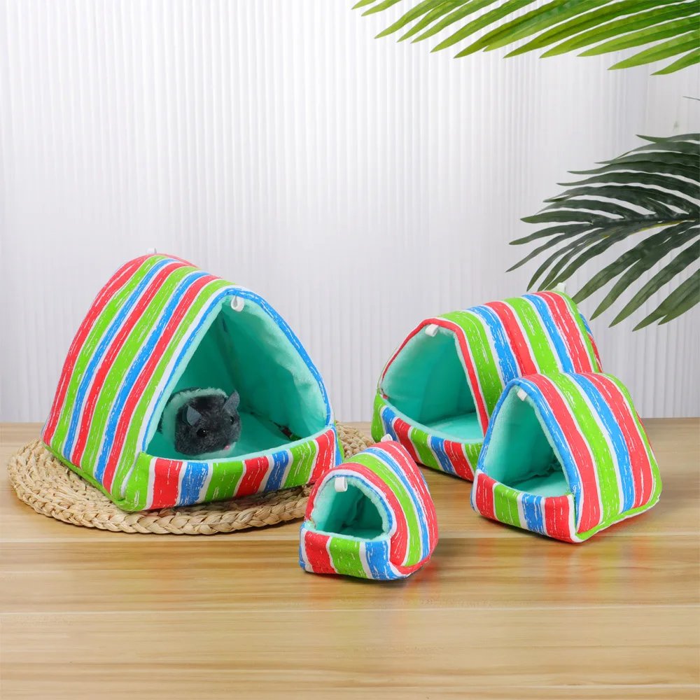 Cute Cartoon Rabbit Squirrel Mini Cage Guinea Pig Nest Small Animal Mice Rat Pet Sleeping Bed Hamster House Winter Warm Soft Mat