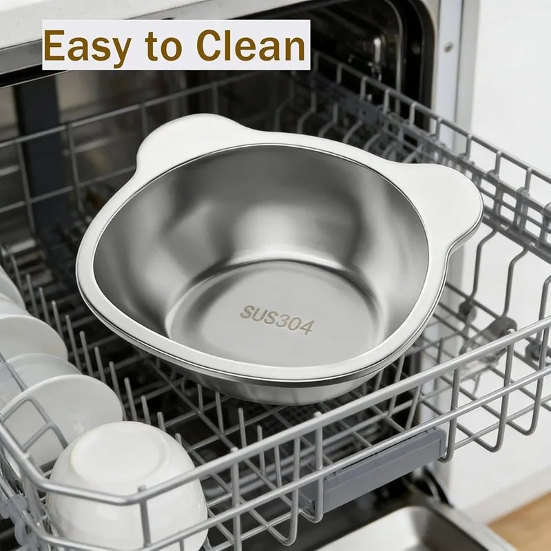 Cat Bowls Tilted Neck Guard Cat Food Bowl Indoor Stainless Steel